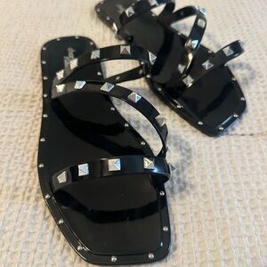 Charlotte Russe Black Sandals with Silver Studs